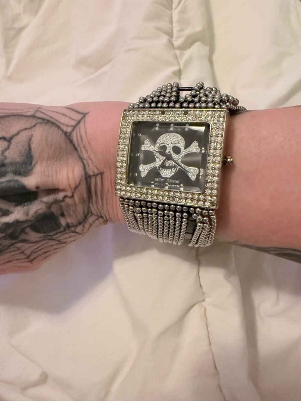 Betsey Johnson Vintage Crystal Skull & Crossbones Watch